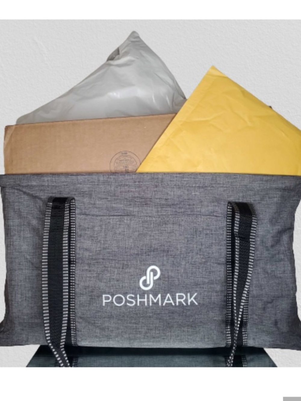 Poshmark Grey Wired Front Pocket Utility Tote Bag